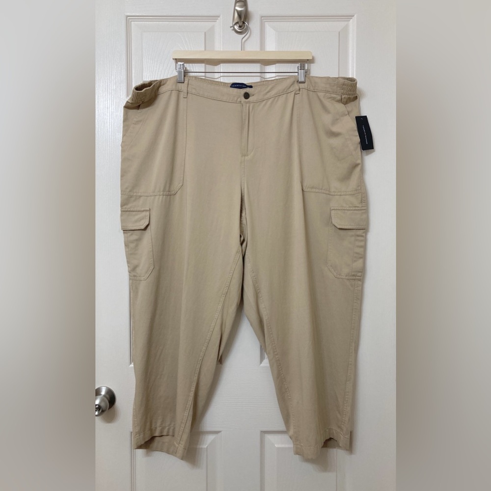 NEW Tommy Hilfiger Women’s Khaki High Rise Ankle Cargo Pants Size 2X Utility - Picture 11 of 11